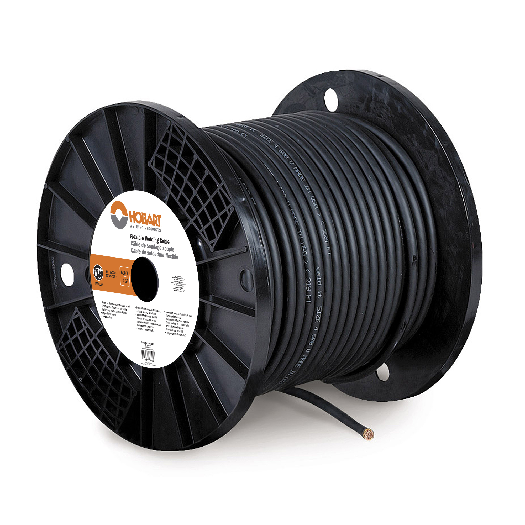 Hobart Welding Cable, #2 AWG Flex Copper, 250ft. Spool, Model# 770109F Sold by the Foot in Stores Only